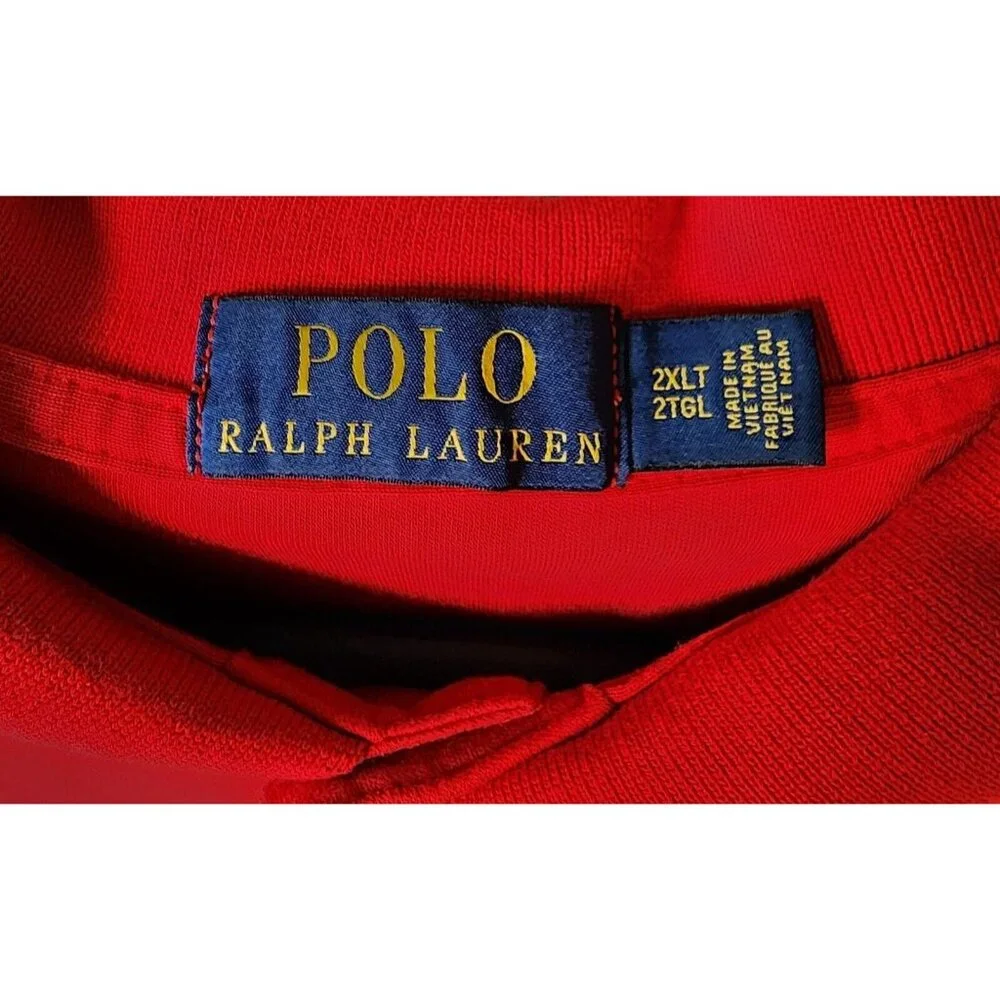 Polo Ralph Lauren Red Short Sleeve Pony Logo Polo Shirt Size 2XLT 100% Cotton‎